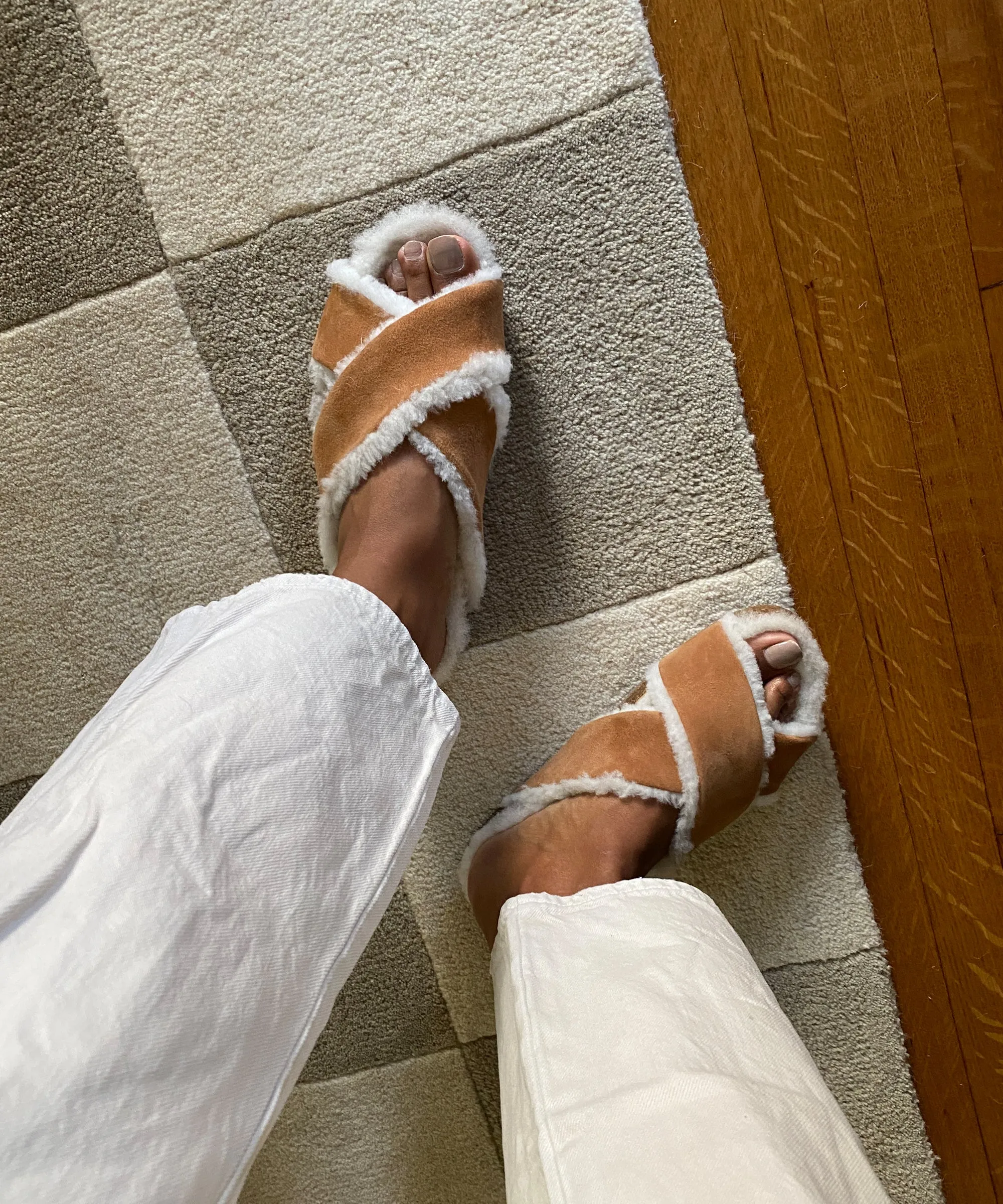 Shearling-Lined Crossover Sandal