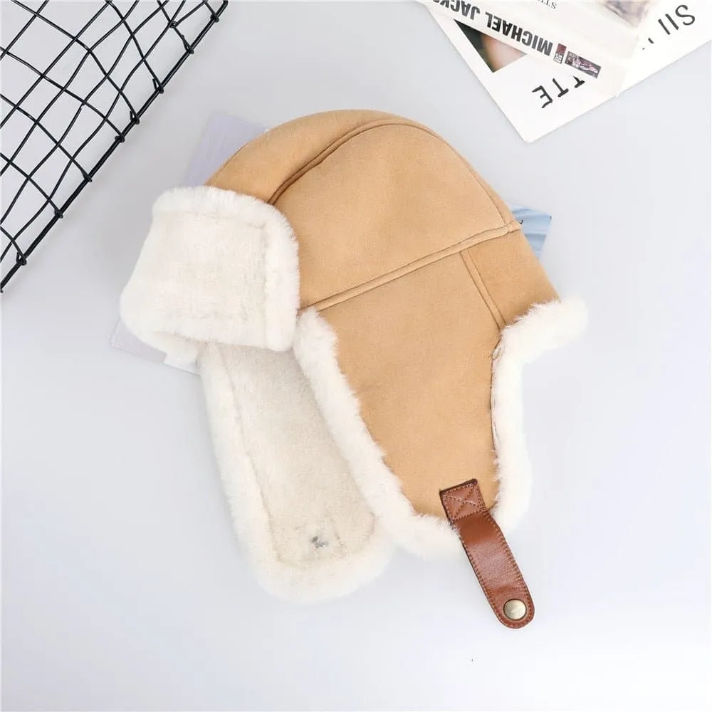 Shearling Wool Bomber Hat