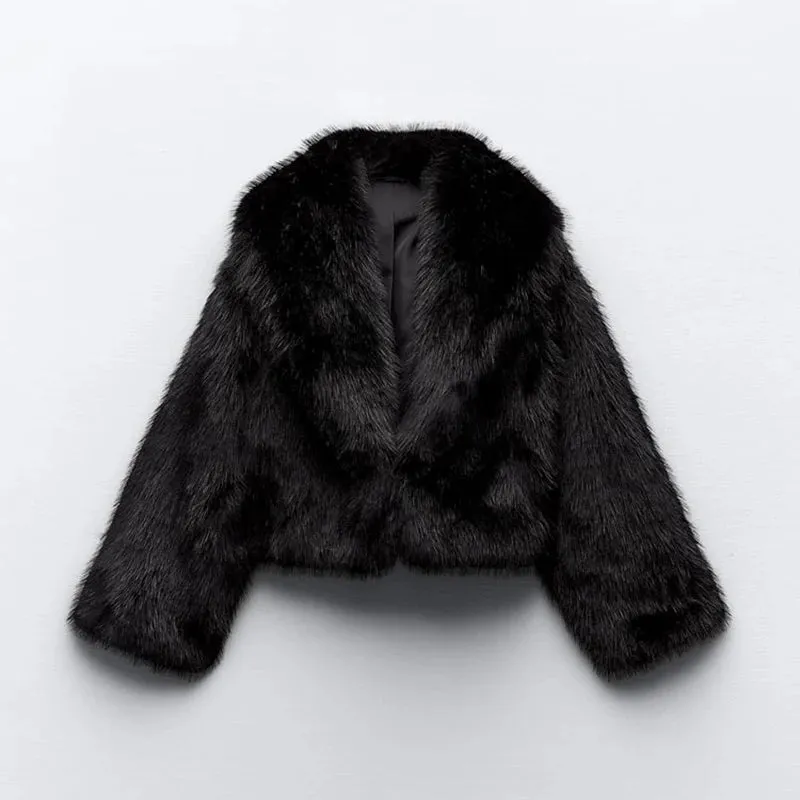 Stay Chic and Cozy with Our Spring Winter Cropped Faux Fur Jacket