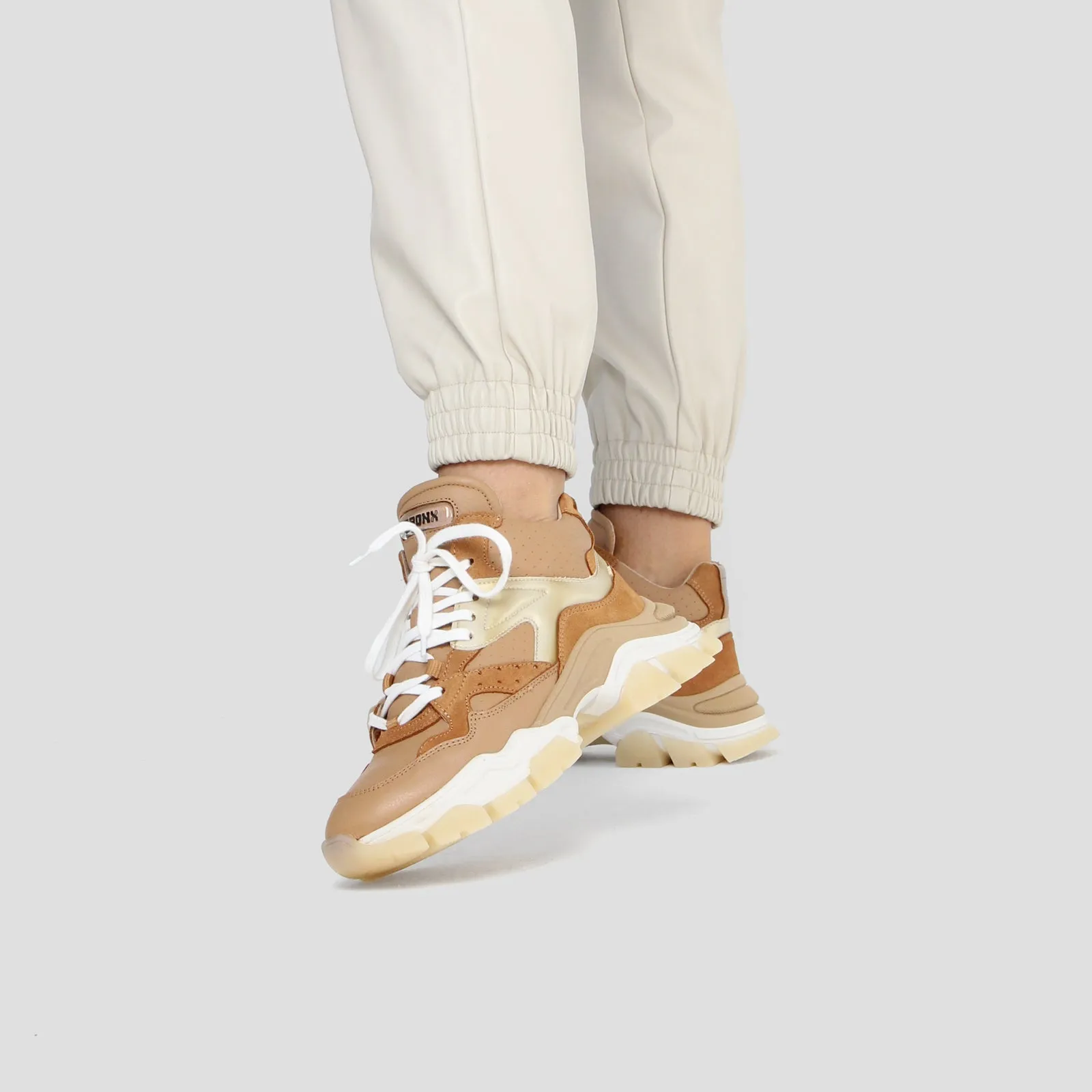 Tayke Over High Top Dark Camel Chunky Sneakers