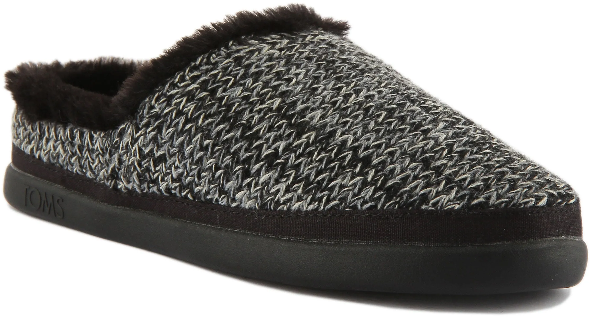 Toms Sage In Black Knitted Slipper For Women