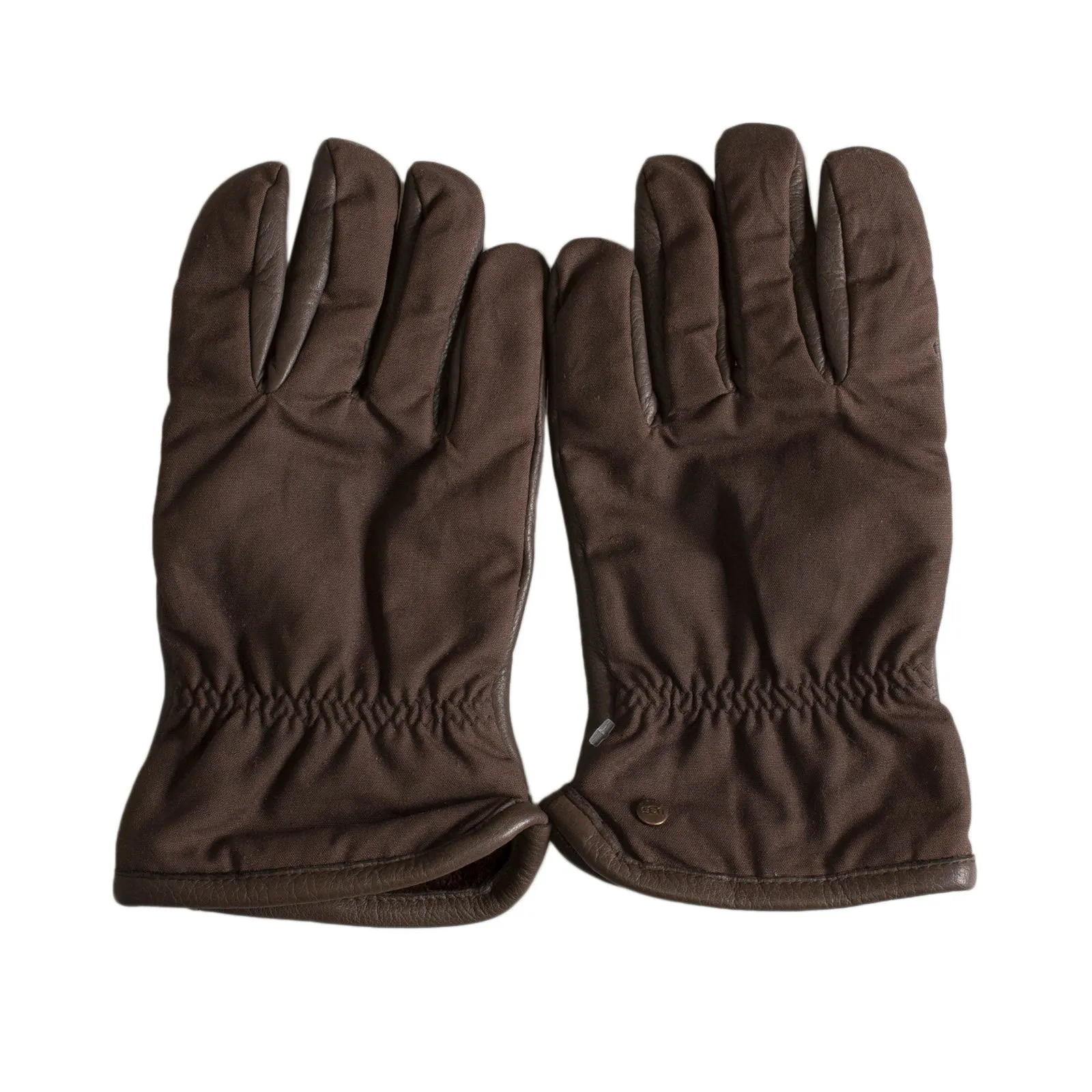 UGG Nylon / Leather Sheepskin Chocolate Gloves - Men's