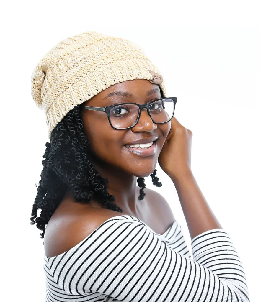 Winter Hat | Satin Lined | Detachable Pom Pom | Beige