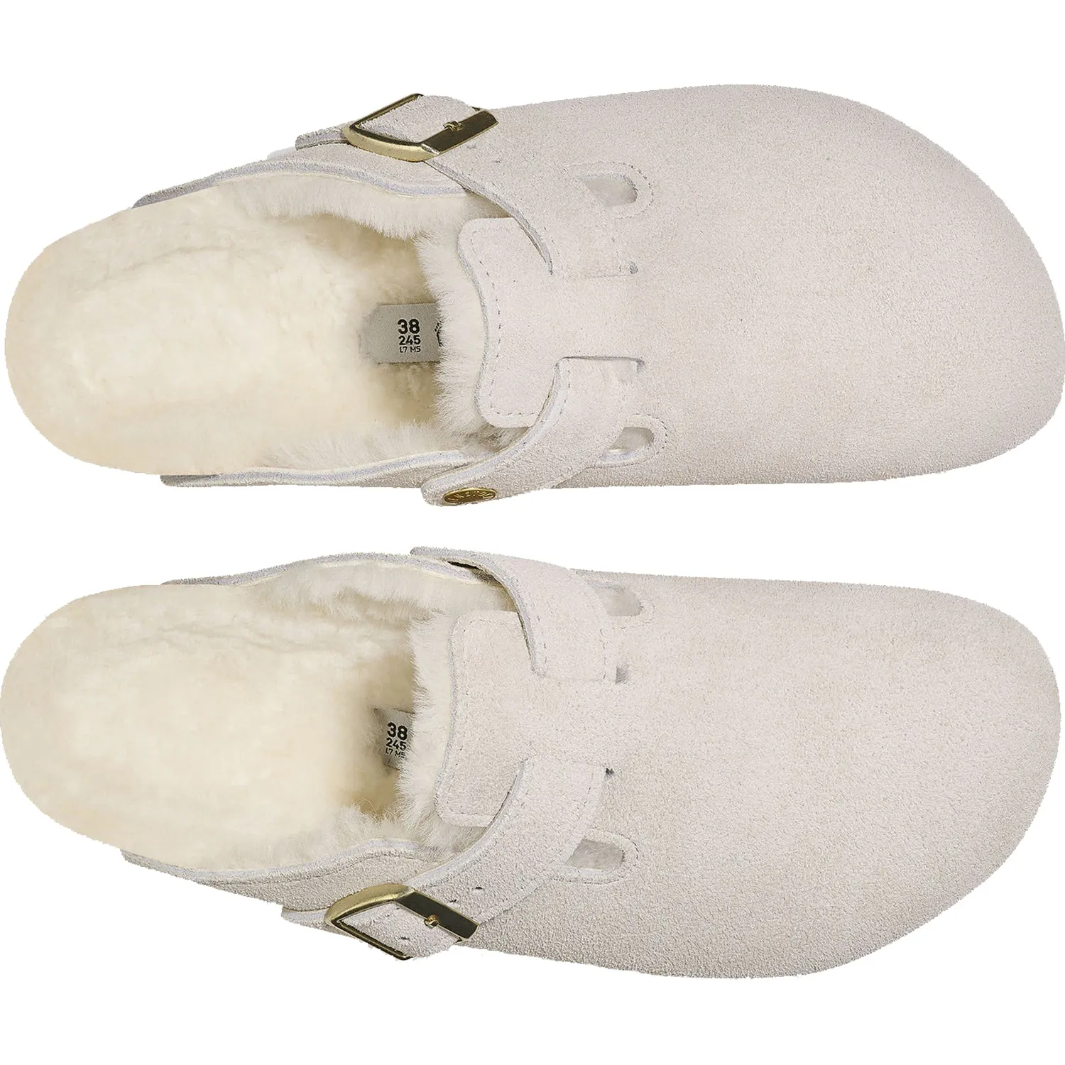 Women's Birkenstock Boston Shearling Antique White Suede