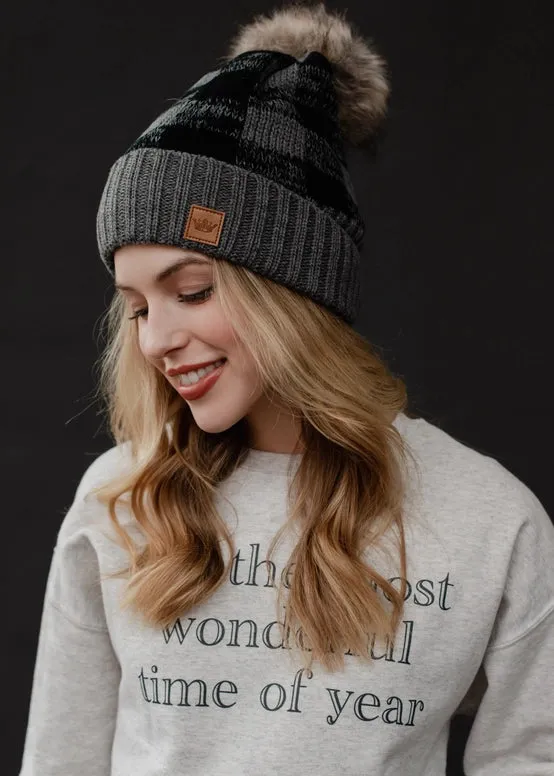 Wonderful Print Pom Winter Hat