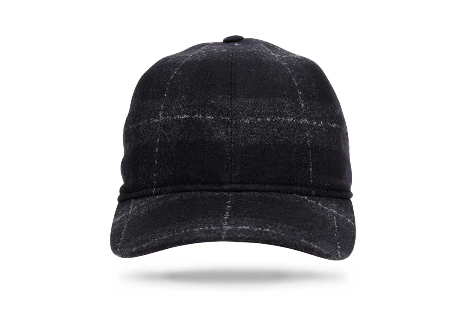 Wool Baseball Cap - Black Grey Windowpane