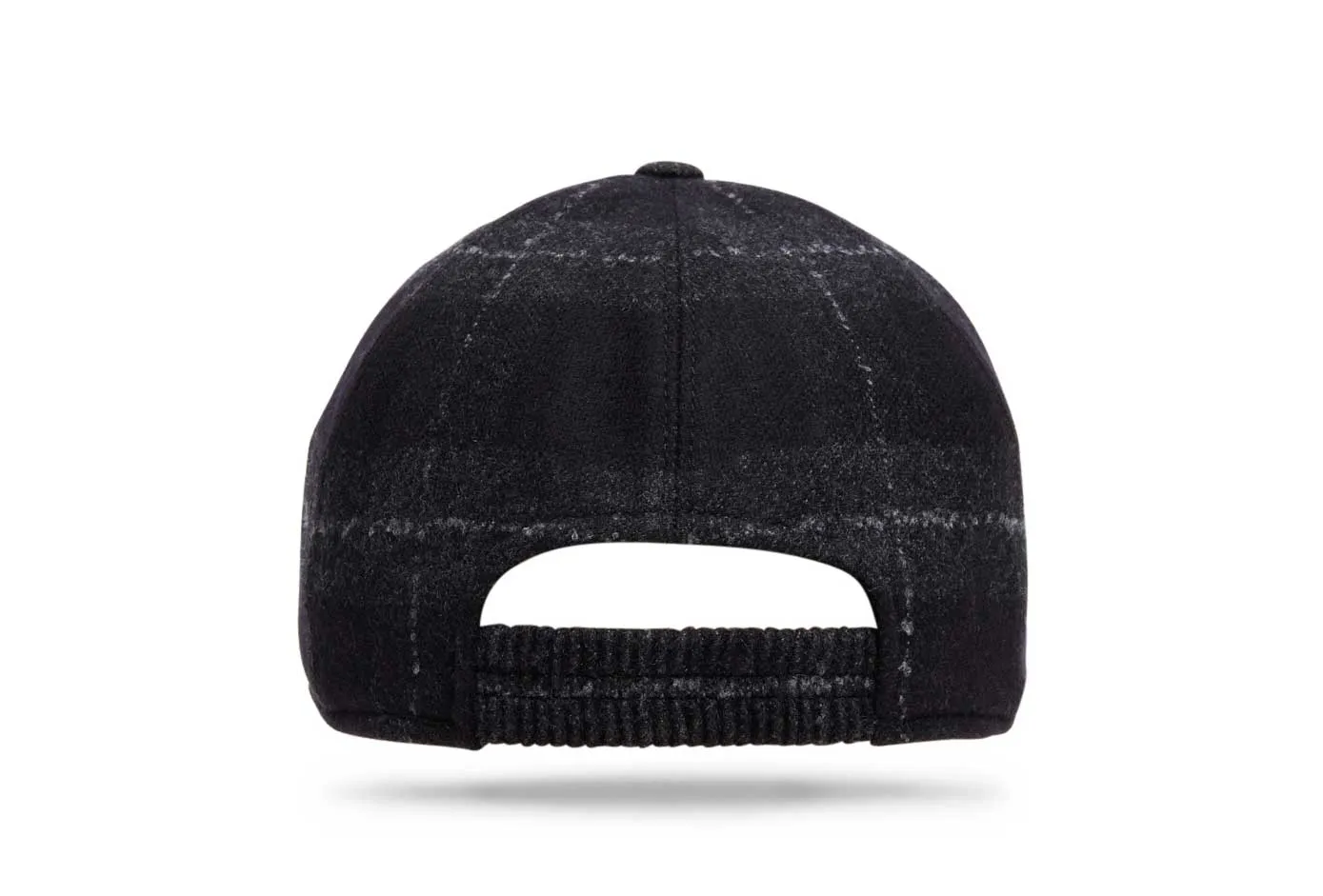 Wool Baseball Cap - Black Grey Windowpane