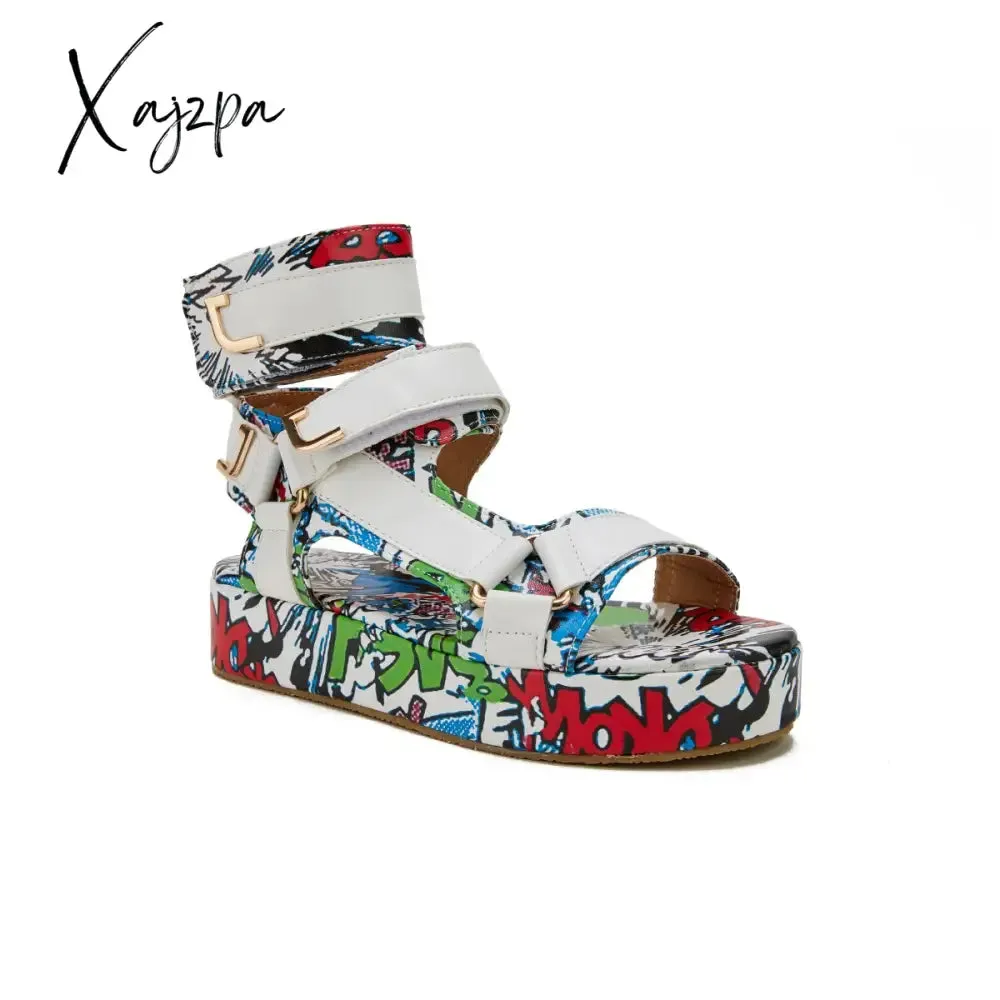 Xajzpa - Womens Summer Sandals Vintage Graffiti Platforms Sandals