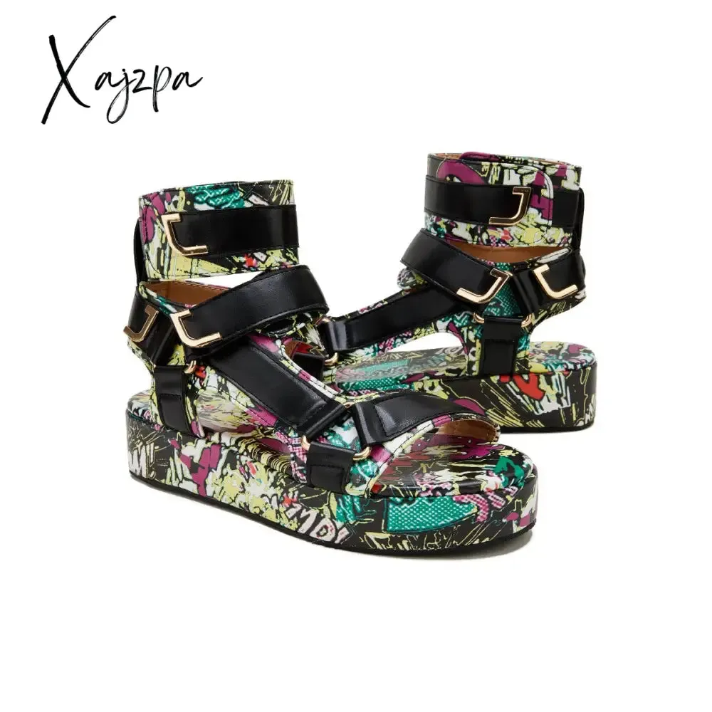 Xajzpa - Womens Summer Sandals Vintage Graffiti Platforms Sandals