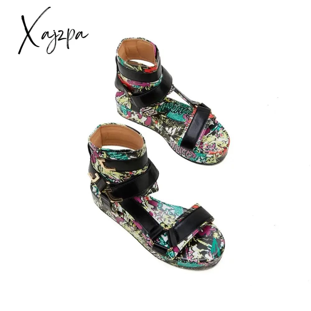 Xajzpa - Womens Summer Sandals Vintage Graffiti Platforms Sandals