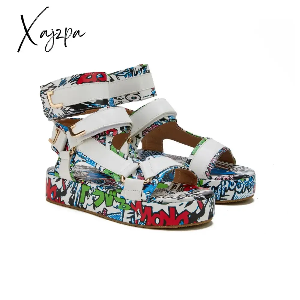 Xajzpa - Womens Summer Sandals Vintage Graffiti Platforms Sandals