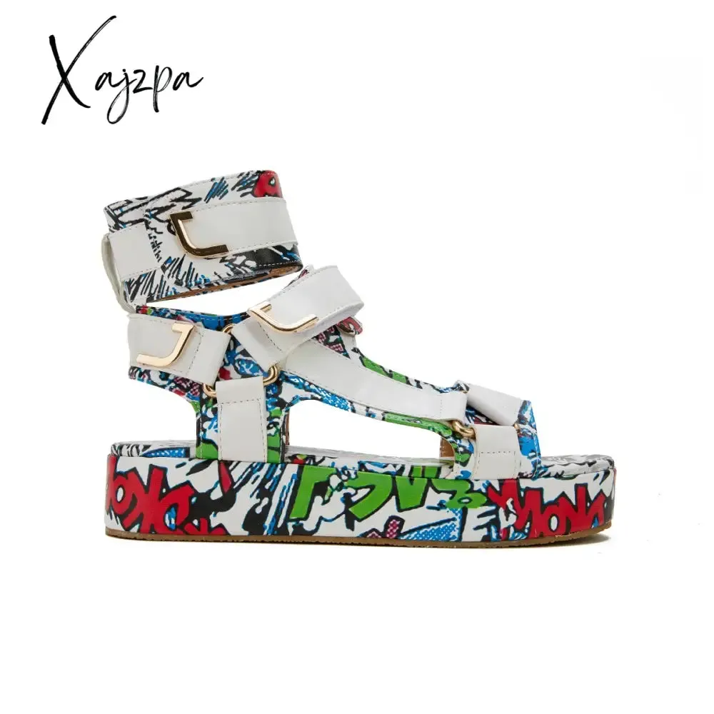 Xajzpa - Womens Summer Sandals Vintage Graffiti Platforms Sandals