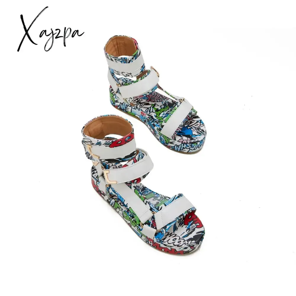 Xajzpa - Womens Summer Sandals Vintage Graffiti Platforms Sandals