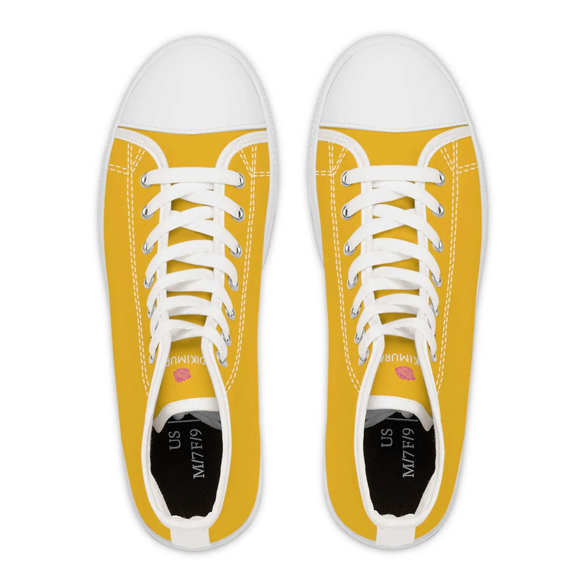 Yellow Color Ladies' High Tops, Solid Yellow Color Best Women's High Top Sneakers Canvas Tennis Shoes