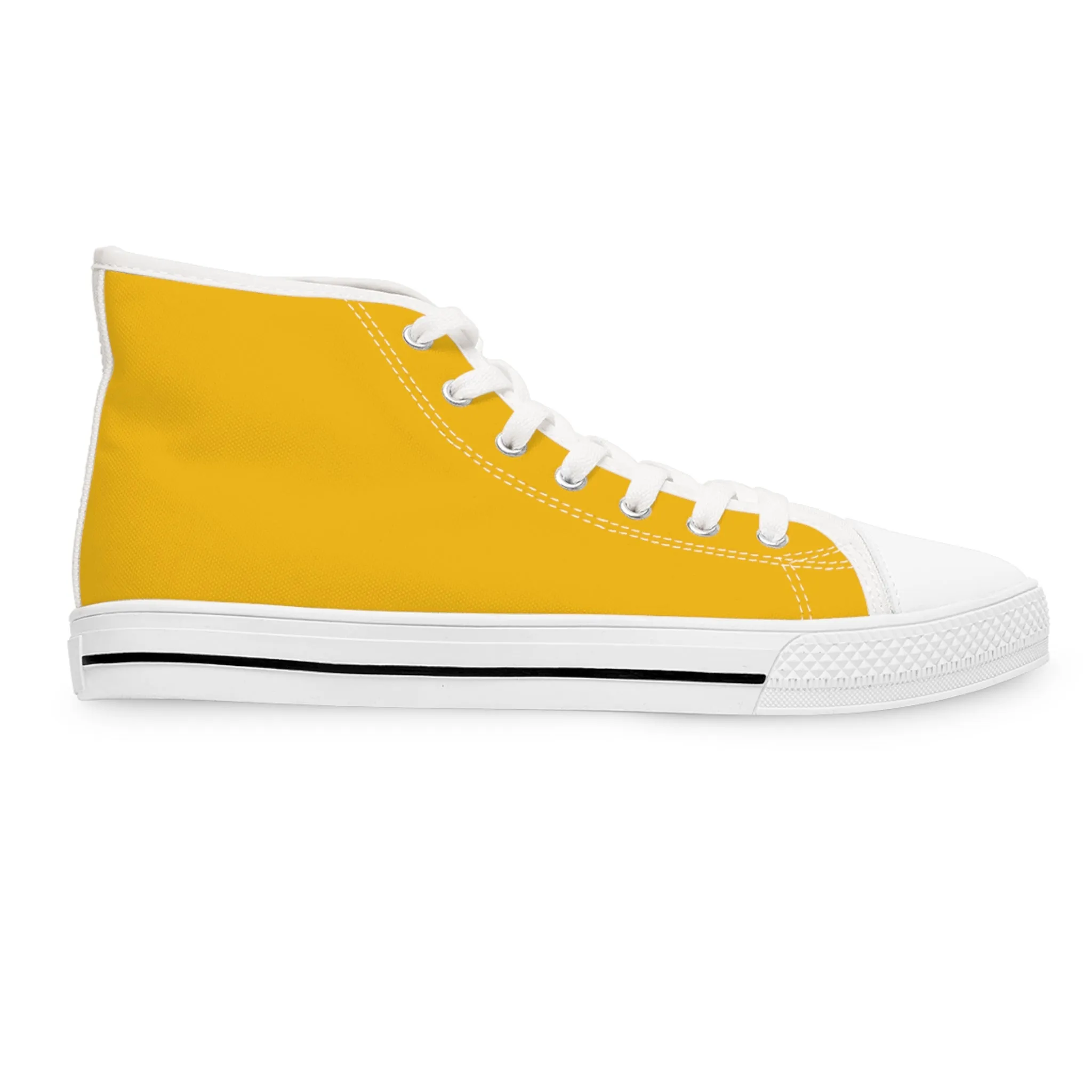 Yellow Color Ladies' High Tops, Solid Yellow Color Best Women's High Top Sneakers Canvas Tennis Shoes