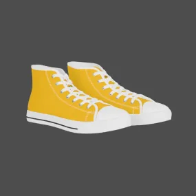 Yellow Solid Color Men's High Tops, Modern Minimalist Best Men's High Top Sneakers (US Size: 5-14)